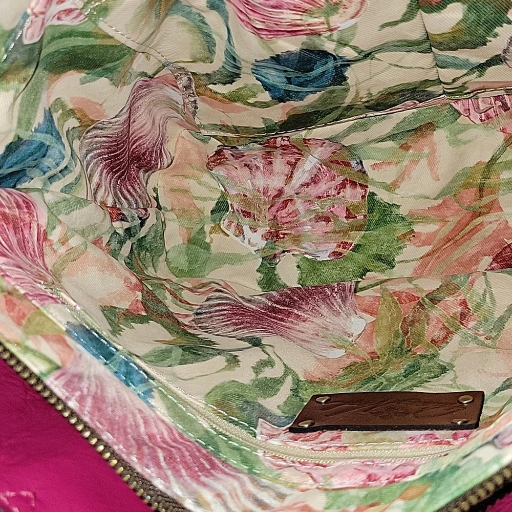 Patricia Nash Zorita Fuchsia Tote Bag with Shell Accent New